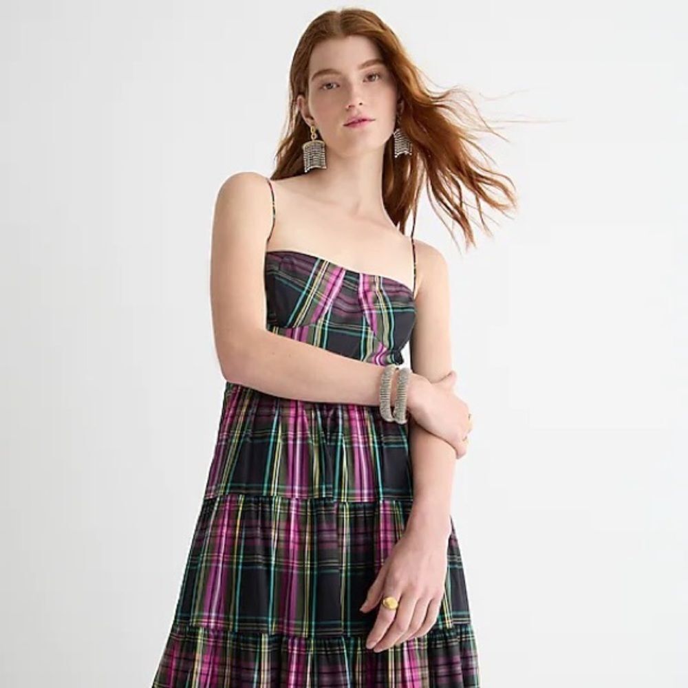 ❤️NWT J. Crew Pink Taffeta Tartan Dress | Sz. 10 - Picture 5 of 5